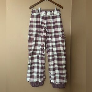 Burton Snowboard Ski Pants White Purple Plaid Size XS